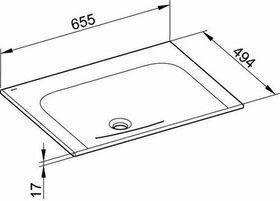 Keuco Keramik-Waschtisch X-LINE 655x17x494mm o HL-boh we