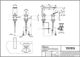 TOTO ZL 2-Loch Waschtisch-Einhandmischer Ausladung 144mm, Höhe 114mm chrom