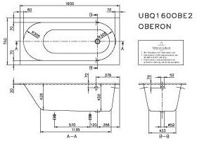 V&B Einbauwanne OBERON R-eck1600x750mm stone white