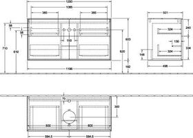 V&B Waschtischunterschrank FINION 1200x603x501mm Abdpl Glas bl ma glos. w