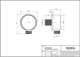 TOTO Wandanschlussbogen 1/2Z, Kunststoff chrom