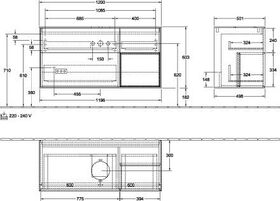 V&B Waschtischunterschrank FINION 1200x603x501mm Regal glos. wh glos. wh