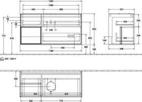 V&B Waschtischunterschrank FINION 1200x603x501mm Regal glos. wh glos. wh