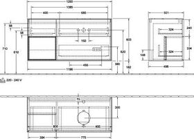 V&B Waschtischunterschrank FINION 1200x603x501mm Regal glos. wh glos. wh