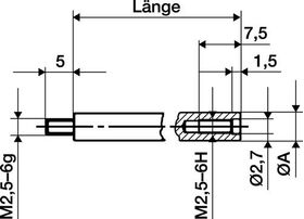 Verlängerungsstück L.10mm Messbolzen-D.4mm z.Messuhren KÄFER