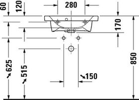 Duravit Waschtisch DURASTYLE COMPACT m ÜL HLB 550x400mm 3 Hahnlöcher weiß WG