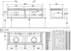 V&B Waschtischunterschrank LEGATO 1400x380x500mm m Be Glossy White