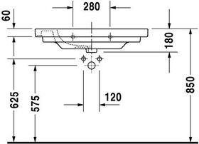 Duravit Möbelwaschtisch D-CODE MED o ÜL m HLB 850x480mm 1 Hahnloch weiß