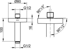 Keuco Brausearm ELEGANCE Ros rd Ausldg 100mm bro gebü