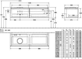 V&B Waschtischunterschrank LEGATO 1400x380x500mm m Be Glossy White