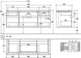 V&B Waschtischunterschrank LEGATO 1400x550x500mm Glossy White