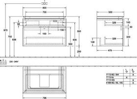 V&B Waschtischunterschrank LEGATO 800x550x500mm m Beleuchtung Glossy White