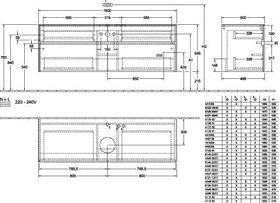 V&B Waschtischunterschrank COLLARO 160x54,8x50cm WT mttg m LED-B. Ka Oak