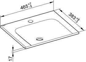 Keuco Keramik-Waschtisch X-LINE 465x17x383mm we m 1L-Boh