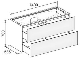 Keuco Waschtischunterbau EDITION 11 1400x700x535mm m LED-I-Bel cash sdm