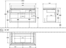 V&B Waschtischunterschrank LEGATO 1000x550x500mm m Be Glossy White