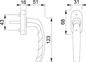 Fenstergriff Atlanta 0530/US952 Alu.F9016/weiß 32-42mm Secustik®/VarioFit® Stand