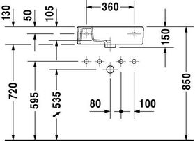 Duravit Handwaschbecken VERO m ÜL HLB 500x250mm 1 Hahnloch links weiß