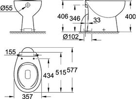 GROHE Stand-Tiefspül-WC Bau Keramik spülrandl awe