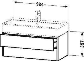 Duravit Waschtischunterbau XSQUARE 397x984x460mm steingrau seidenmatt