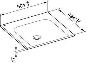 Keuco Keramik-Waschtisch X-LINE 504x17x494mm o HL-boh we