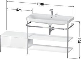 Duravit Waschtischset HAPPY D.2 PLUS 1600x490mm ohne Hahnloch weiß seidenmatt