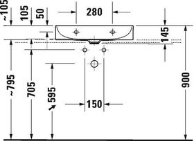 Duravit Waschtisch DURASQUARE COMPACT o ÜL m HLB geschli 600x400mm 3 HL weiß