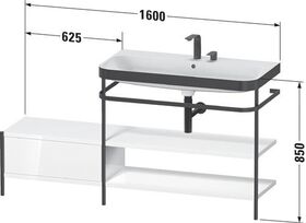 Duravit Waschtischset HAPPY D.2 PLUS 1600x490mm e HL nordic weiß seidenmatt