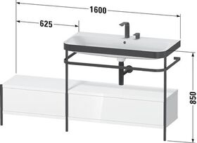 Duravit Waschtischset HAPPY D.2 PLUS 1600x490mm ein Hahnloch weiß hochglanz