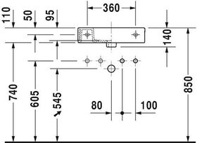 Duravit Handwaschbecken VERO AIR o ÜL m HLB 500x250mm 1 HL links weiß