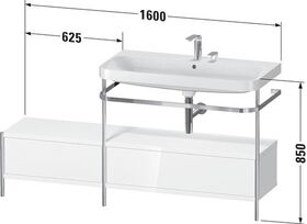 Duravit Waschtischset HAPPY D.2 PLUS 1600x490mm ein Hahnloch weiß hochglanz