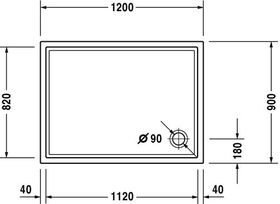 Duravit Rechteck-Duschwanne STARCK SLIML mit Antislip 1200x900x55mm weiß