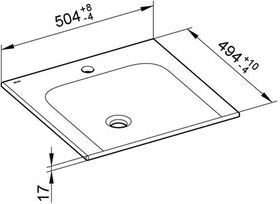 Keuco Keramik-Waschtisch X-LINE 504x17x494mm m 1L-Boh we