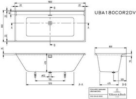 V&B Badewanne COLLARO DUO rechteckig 1800x800mm stone white