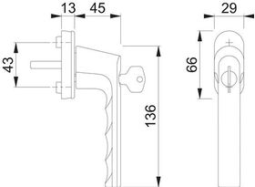 Fenstergriff Hamburg 0700LS/U26 100NM Alu.F9714M schwarz ma 32-42mm abschl.