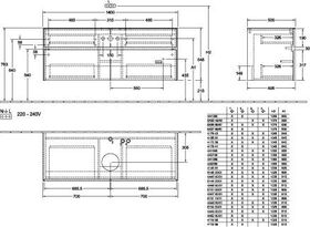 V&B Waschtischunterschrank COLLARO 140x54,8x50cm WT mttg m LED-B. Ar Oak