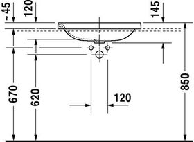 Duravit Einbauwaschtisch DURASTYLE o ÜL HLB 600x430mm ohne Hahnloch weiß WG