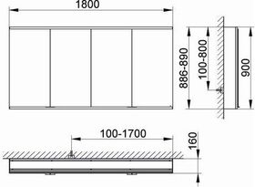 Keuco Spiegelschrank ROYAL MODULAR 2.0 Breite 1800mm Höhe 900mm Tiefe 160mm