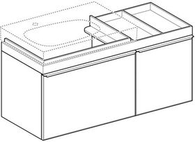 Geberit Waschtischunterschrank CITTERIO 1184x554x504mm Abl. re Fr Gl schwarz/Kor