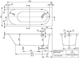 V&B Whirlpoolsystem OBERON m BW R-eck 1700x700 Tech. Pos 1 we