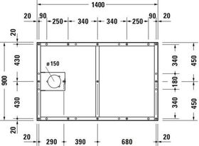 Duravit Fußgestell für Duschwanne Tempano 1400x900mm