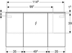 Geberit Spiegelschrank OPTION PLUS mit Beleuchtung, 3 Türen 1200x700x172mm