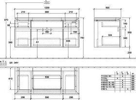 V&B Waschtischunterschrank LEGATO 1200x550x500mm Glossy White