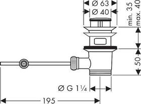 Zugstangen-Ablaufgarnitur AXOR f WT- und Bidetmischer brushed nickel