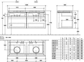 V&B Waschtischunterschrank LEGATO 1200x550x500mm m Be Glossy White