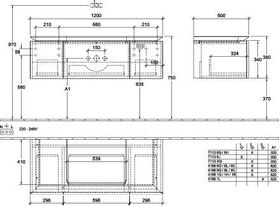 V&B Waschtischunterschrank LEGATO 1200x380x500mm m Be Glossy White