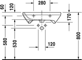 Duravit Waschtisch DURASTYLE VITAL m ÜL HLB 650x570mm 1 Hahnloch weiß