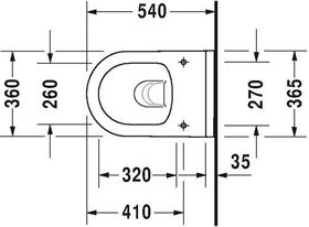 Duravit Wand-WC STARCK 3 RIMLESS tief, 360x540mm weiß WG