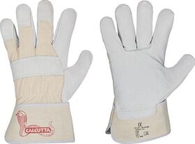 Handschuh CALCUTTA EN388 Gr.9 naturfarben Rindleder Doppelnaht gummierte Stulpe - VPE: 12