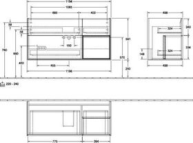 V&B Waschtischunterschrank FINION 1196x591x498mm Regalele. anthr. ma bl ma